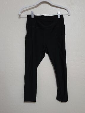 RBX Black High-Rise Cropped Athletic Leggings with Side Pocket